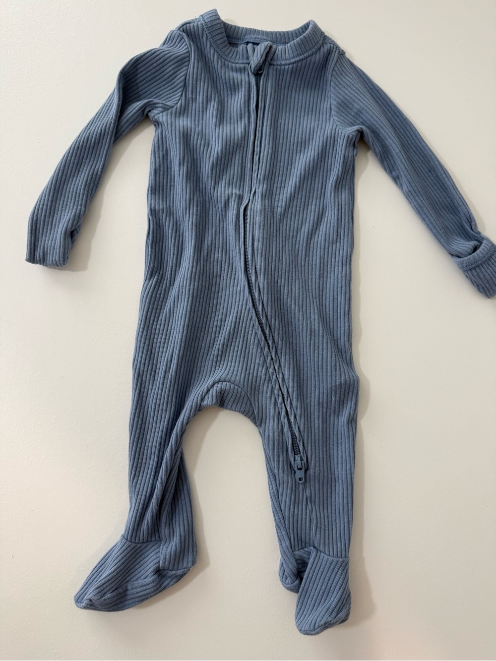 Old Navy Ribbed Zipper Footed One-Piece in Slate Blue